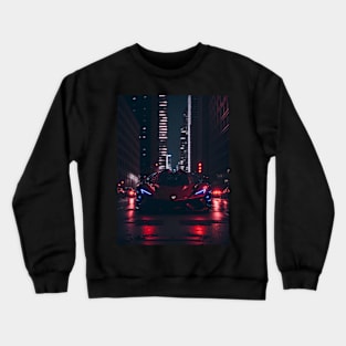 Chicago Night Ride Red Sports Car Crewneck Sweatshirt